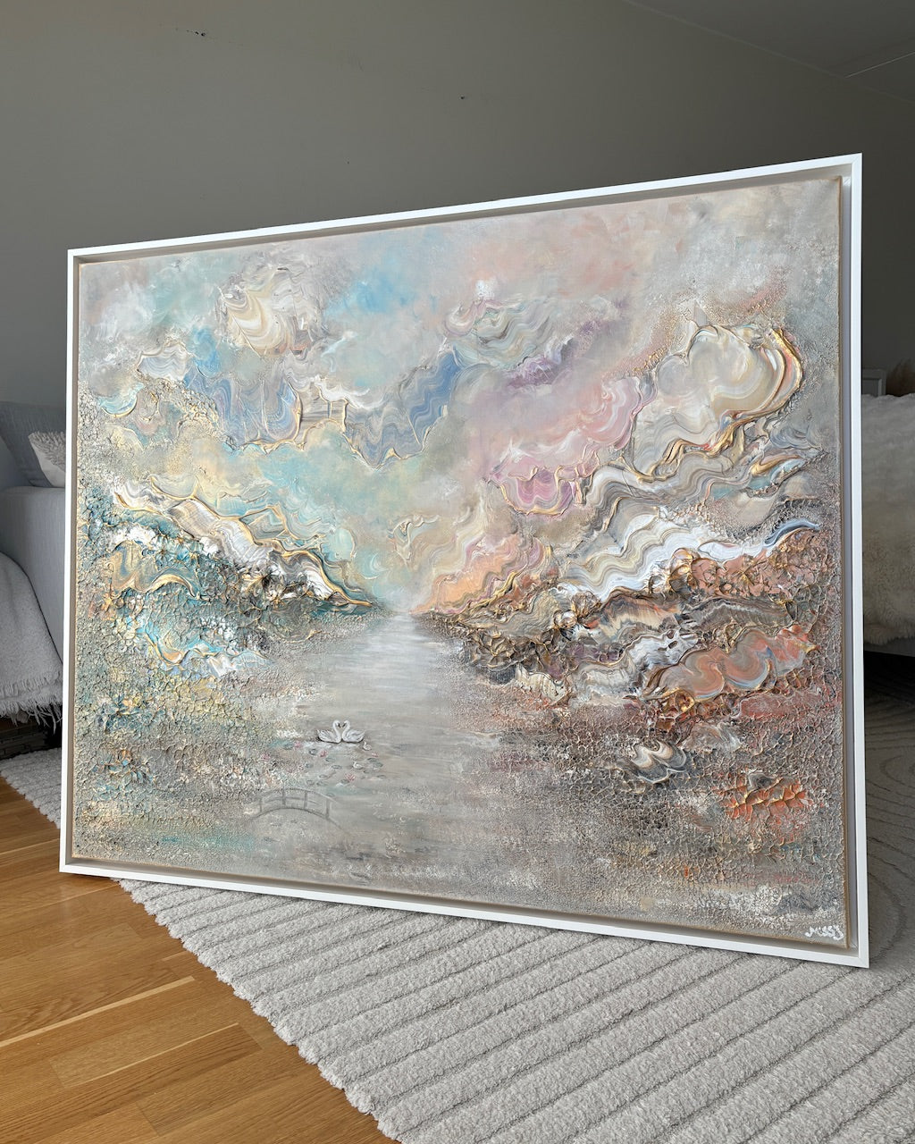 Swans in Monet's Garden - Original Painting