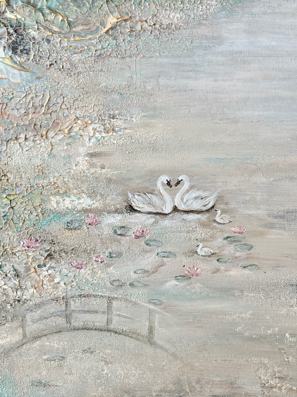 Swans in Monet's Garden - Original Painting