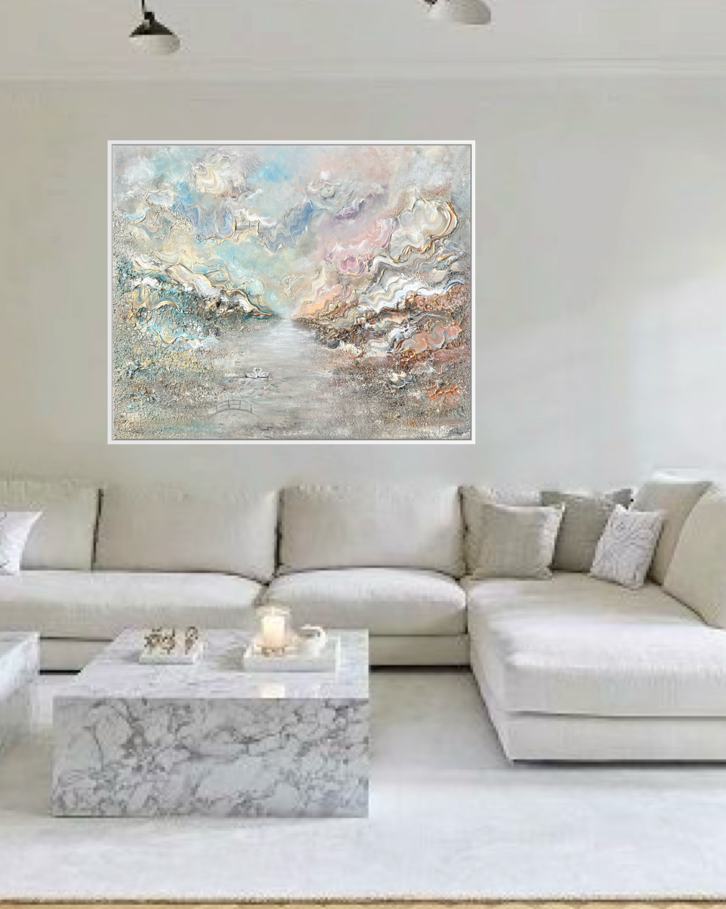 Swans in Monet's Garden - Original Painting