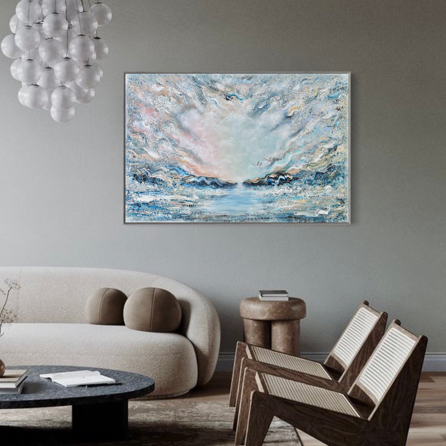 Flying ocean cranes Original Painting