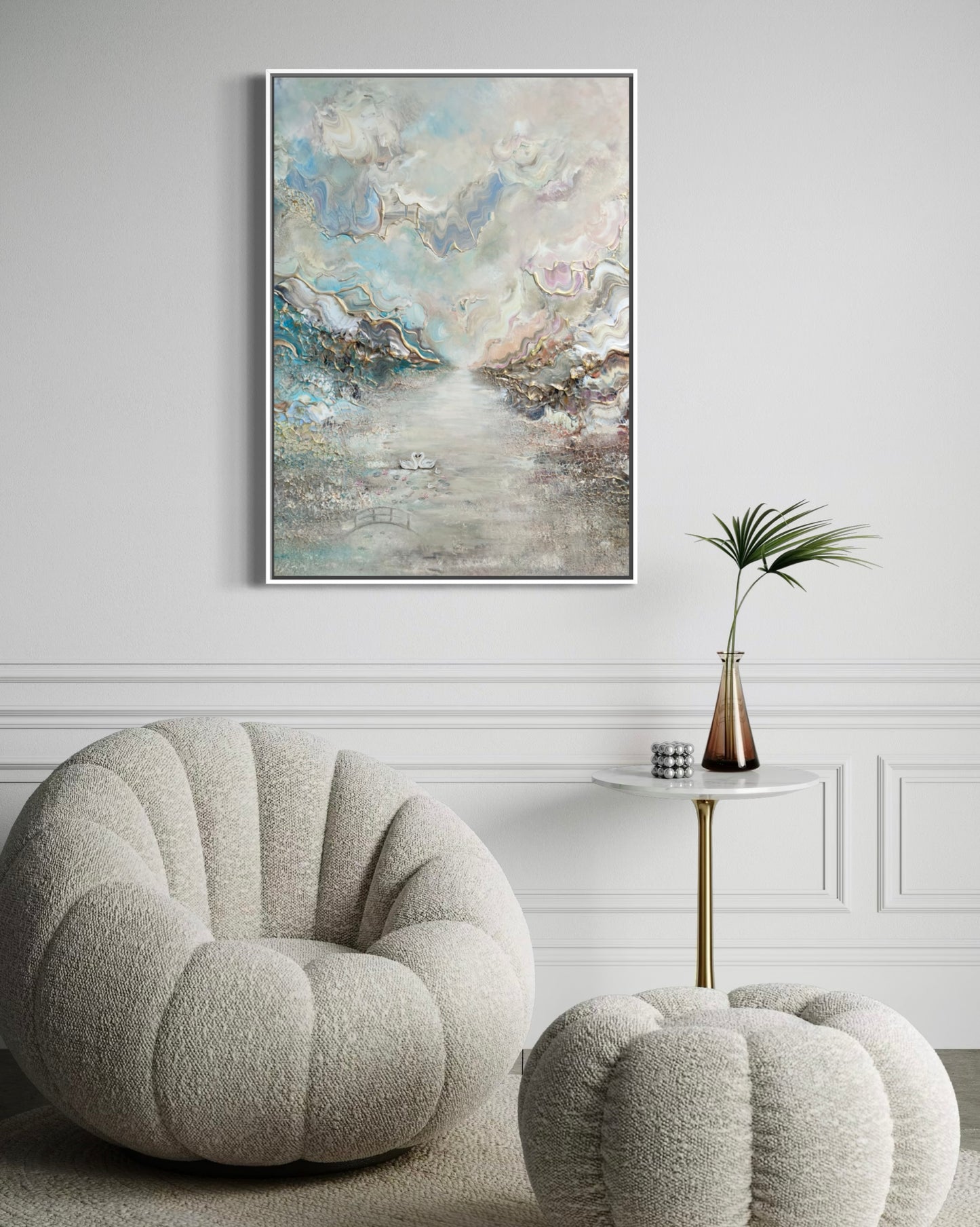 Swans in Monet's Garden Vertical - Print