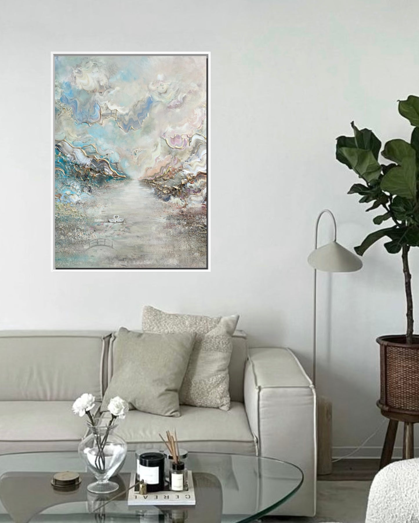 Swans in Monet's Garden Vertical - Print