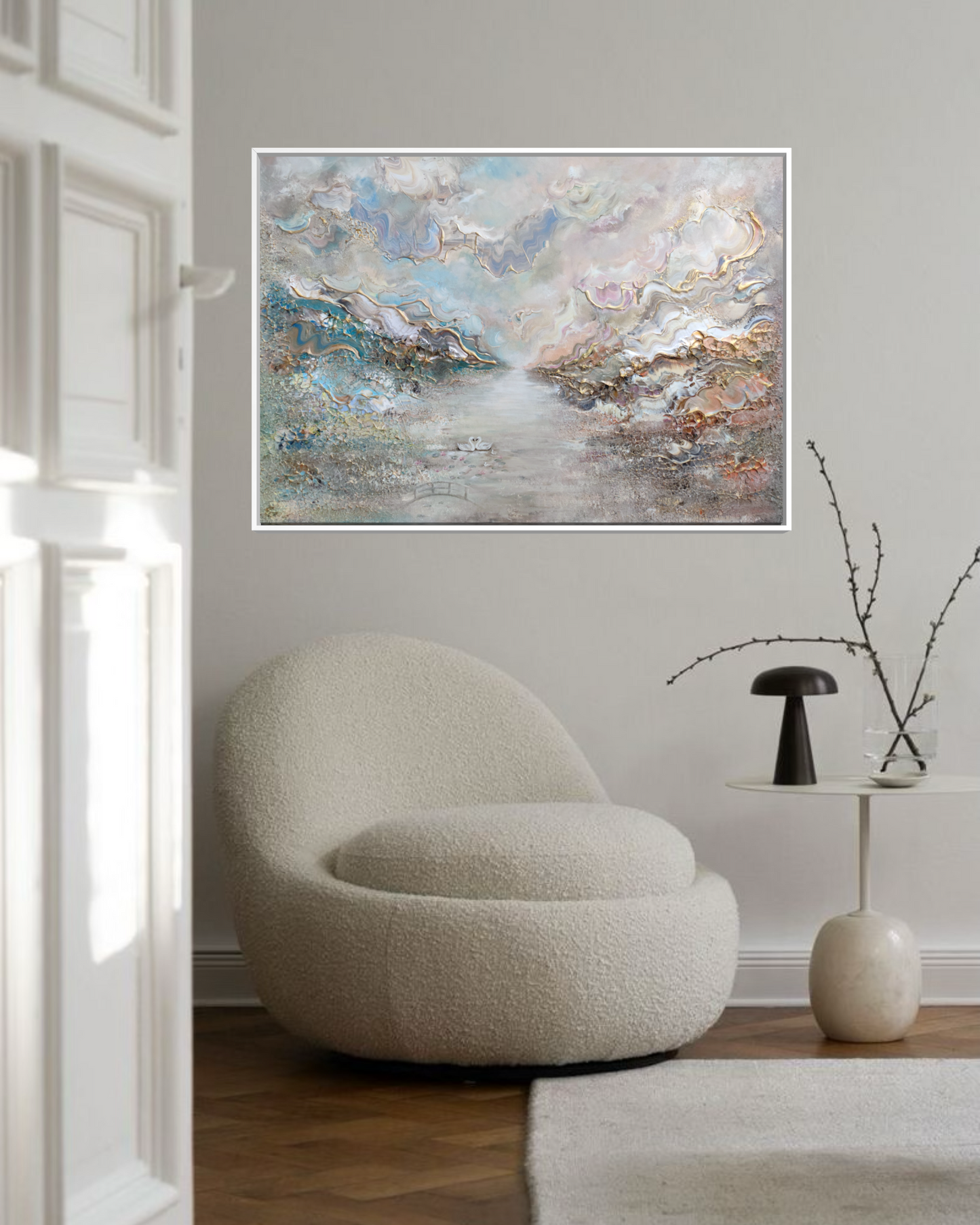 Swans in Monet's Garden - Print