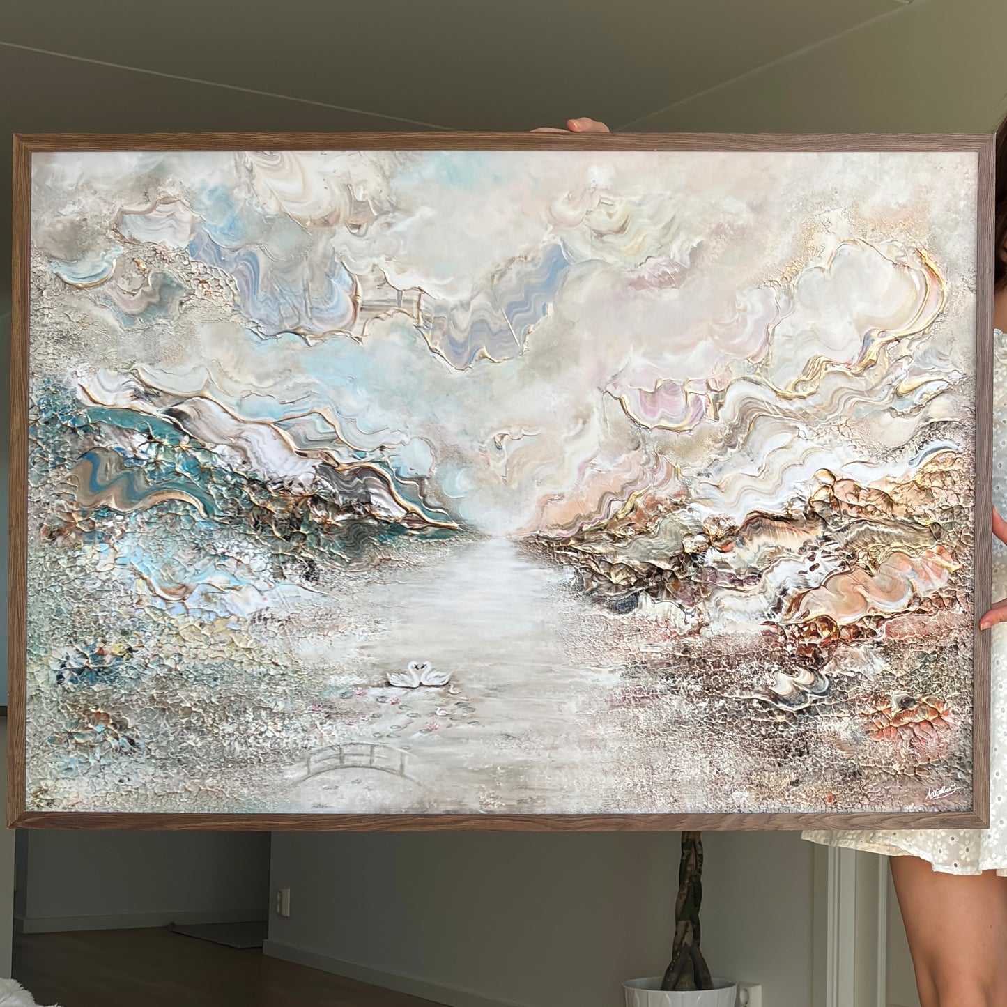 Swans in Monet's Garden - Print