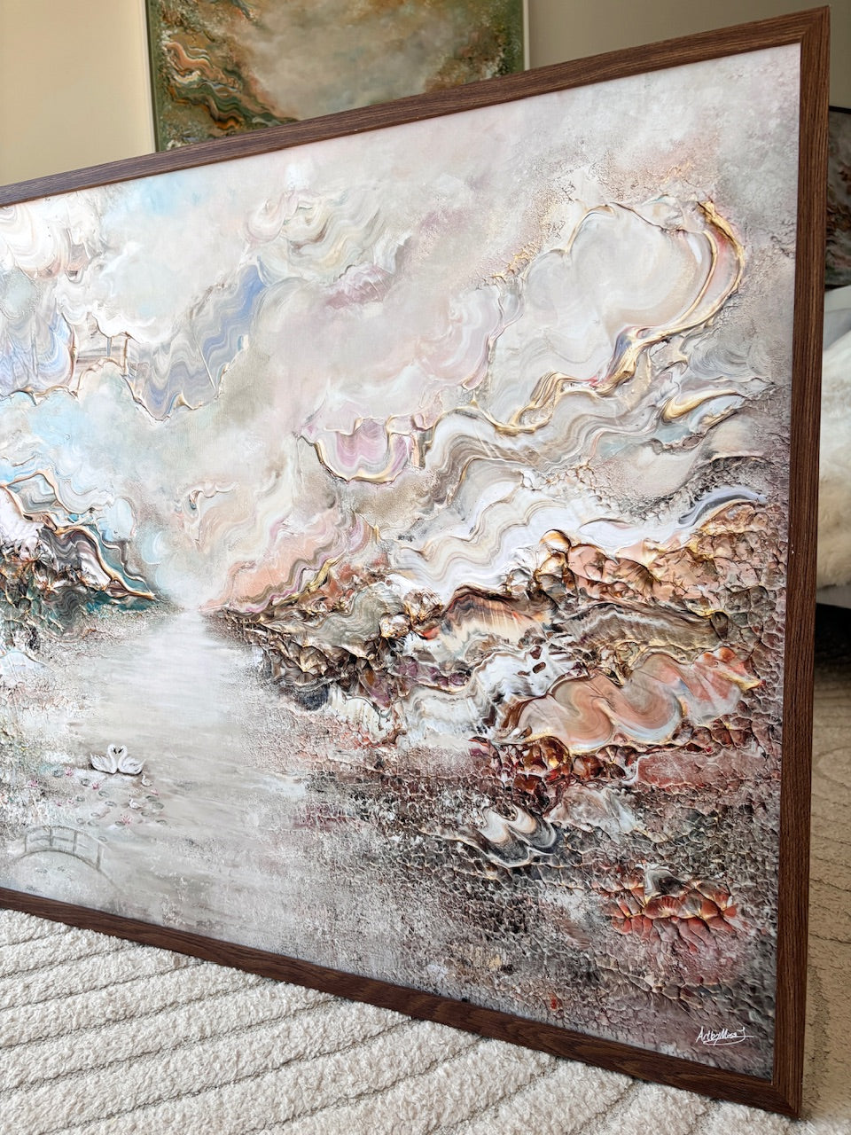 Swans in Monet's Garden - Print