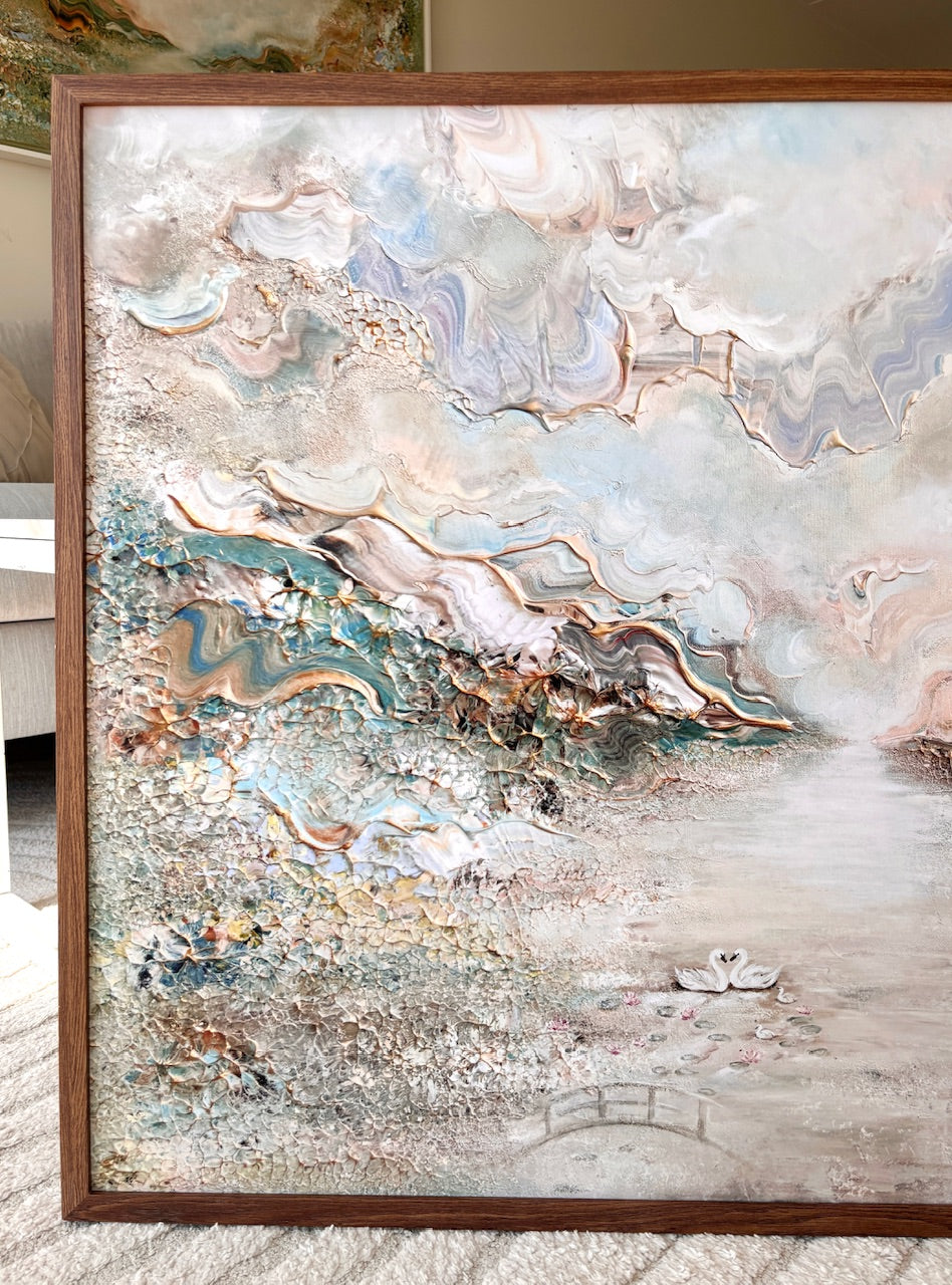 Swans in Monet's Garden - Print