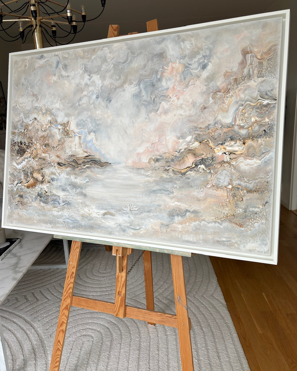 Beige family of swans - Original Painting