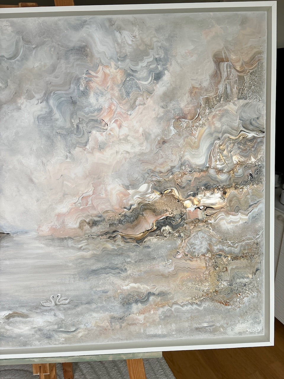 Beige family of swans - Original Painting