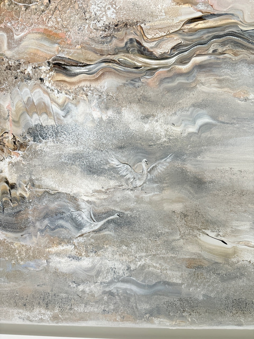 Beige family of swans - Original Painting