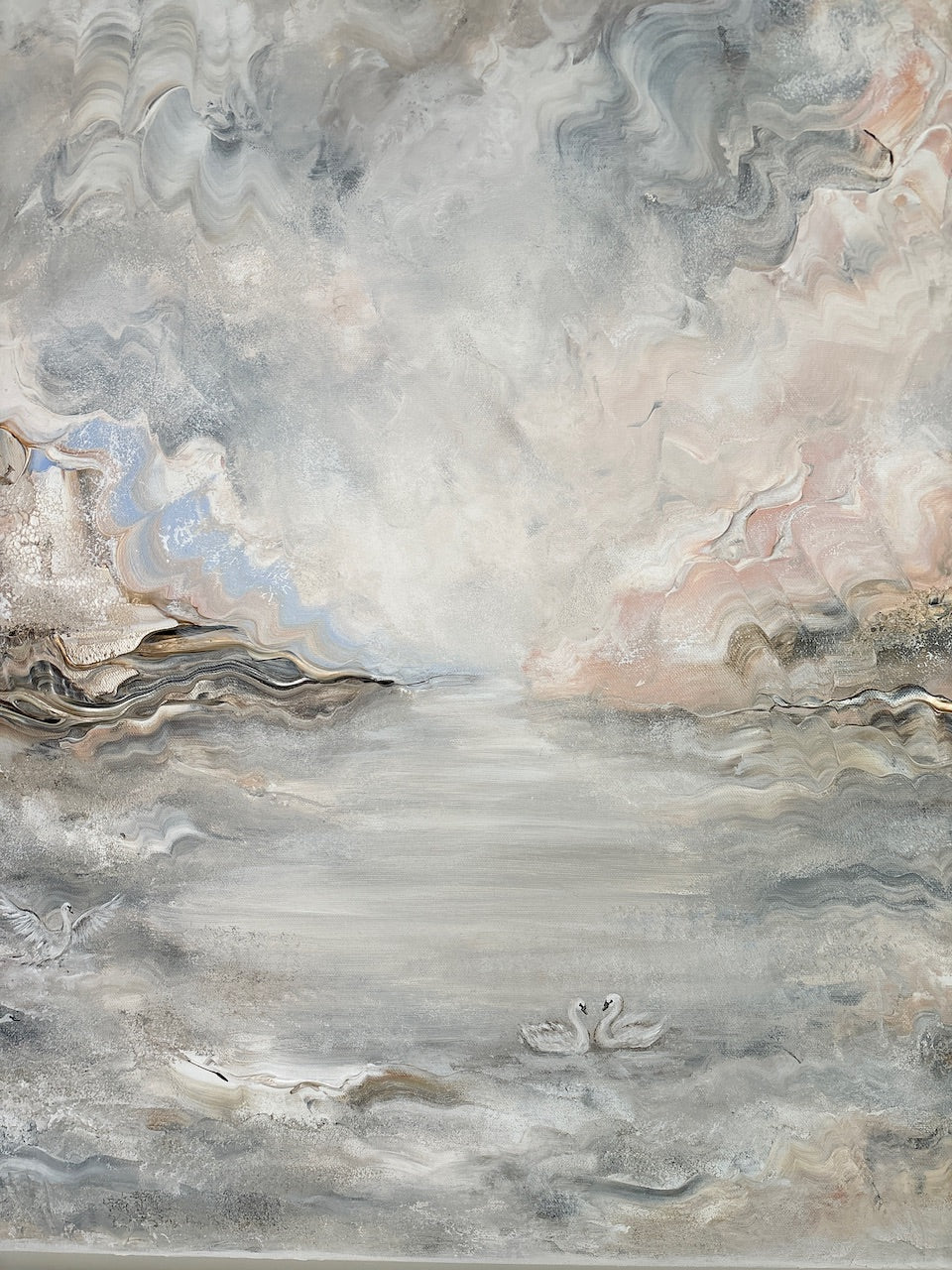 Beige family of swans - Original Painting