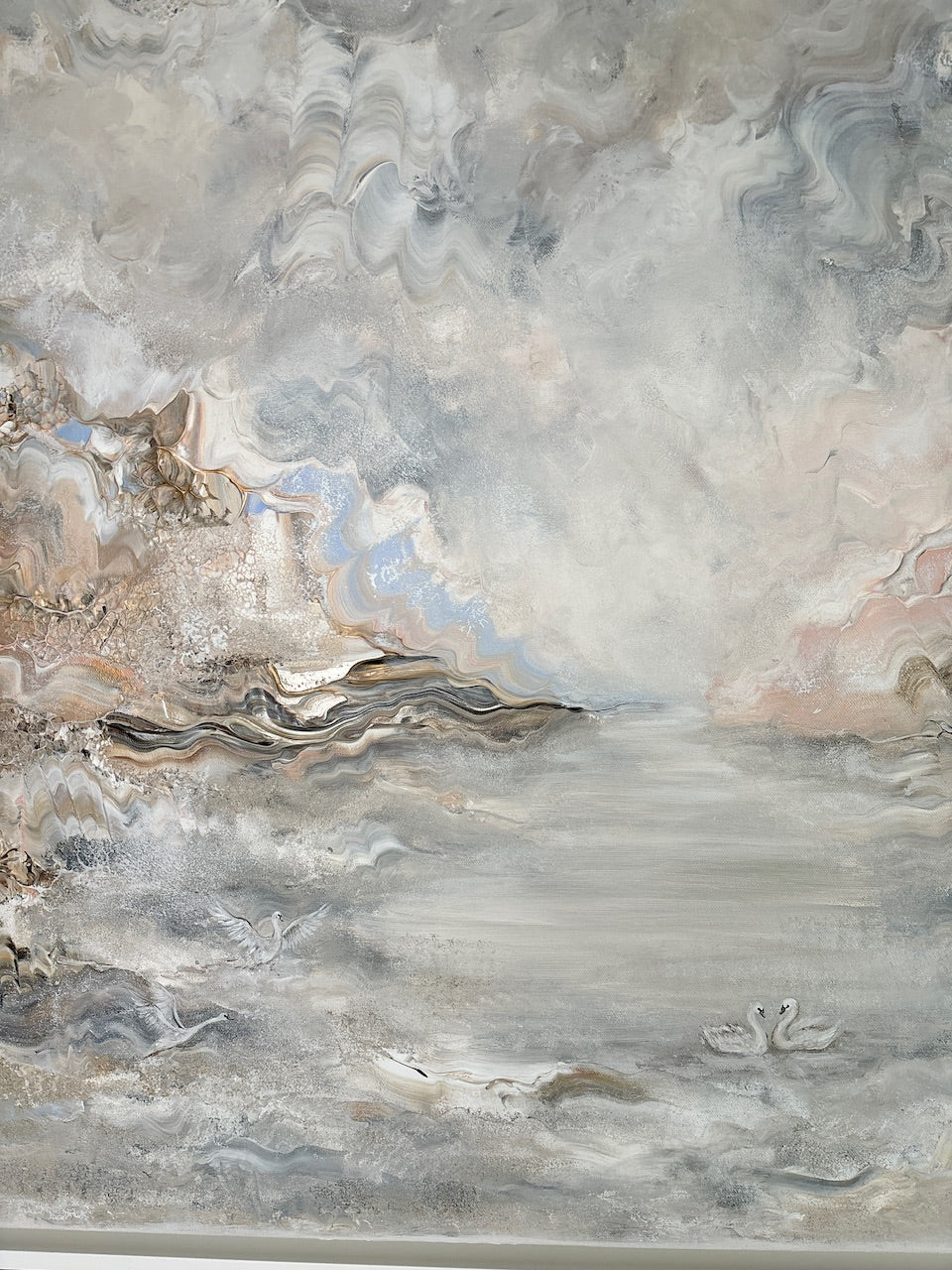 Beige family of swans - Original Painting