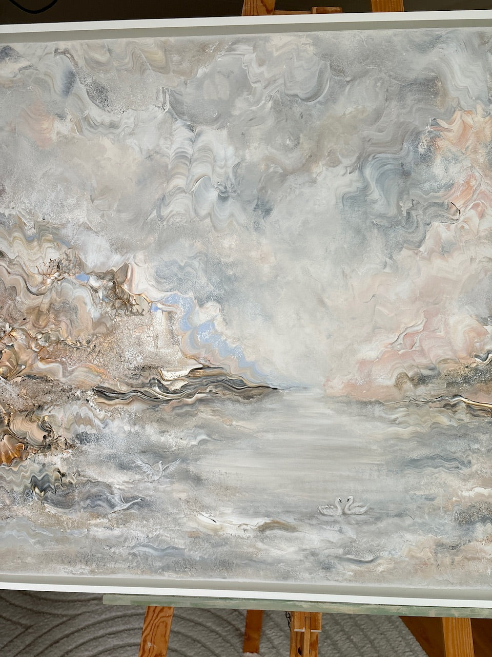 Beige family of swans - Original Painting